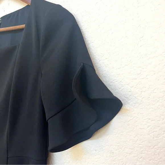 Donna Morgan Black Flutter Sleeve Sheath Dress B6/19 - Picture 6 of 16